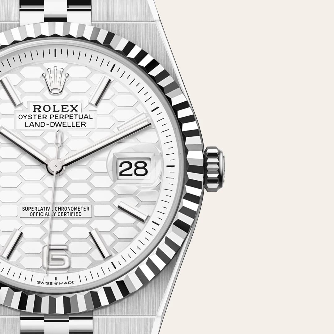 rolex Land-Dweller en Rolesor blanco —combinación de acero Oystersteel y oro blanco, M127334-0001 en Eurochronos rolex Land-Dweller en Rolesor blanco —combinación de acero Oystersteel y oro blanco, M127334-0001 en Eurochronos