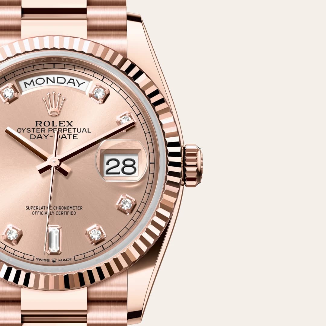 rolex Day-Date en Oro Everose de 18 quilates, M128235-0009 en Eurochronos rolex Day-Date en Oro Everose de 18 quilates, M128235-0009 en Eurochronos